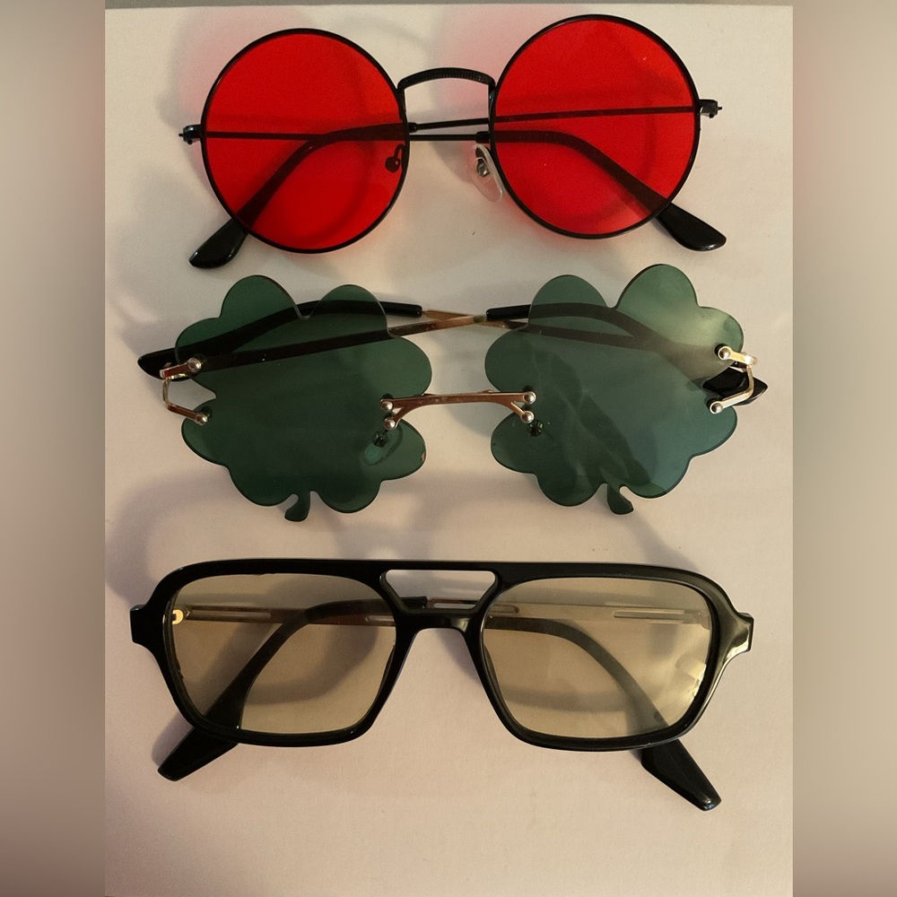 Trendy Sunglasses Trio - Red, Green, Yellow